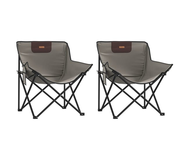 Conforama vidaXL Sillas de camping con bolsillo plegables 2 unidades gris