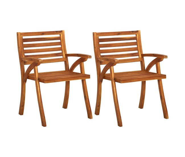Conforama VidaXL Sillas De Comedor Jardín Con Cojines 2 Uds Madera Maciza Acacia
