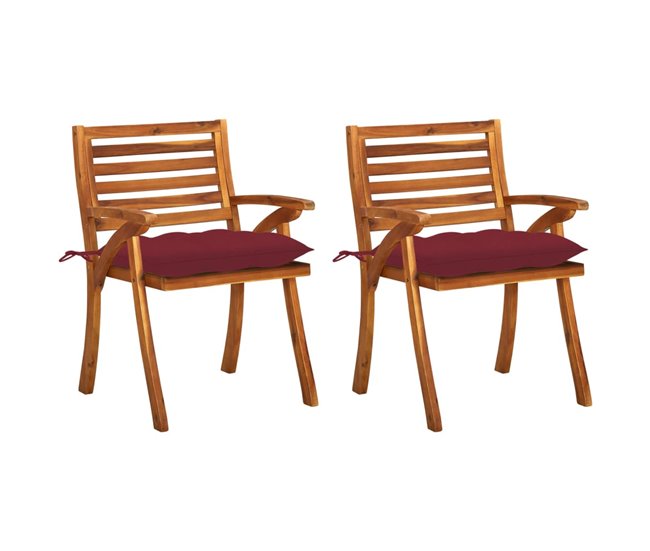 Conforama vidaXL Sillas de comedor jardín con cojines 2 uds madera maciza acacia