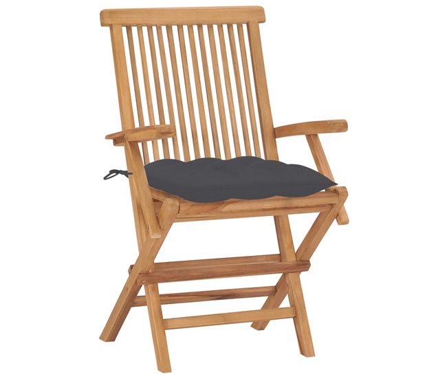 Conforama VidaXL Sillas De Jardín 2 Uds Madera Teca Con Cojines Gris Antracita
