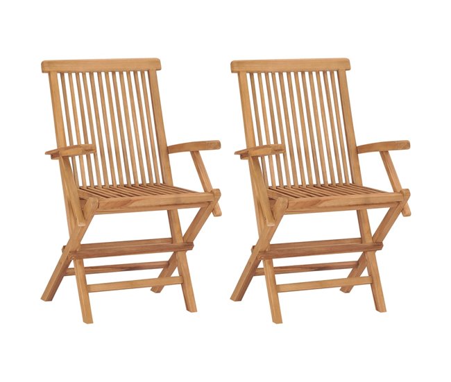 Conforama VidaXL Sillas De Jardín 2 Uds Madera Teca Con Cojines Gris Antracita
