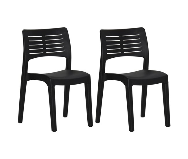 Conforama vidaXL Sillas de jardín 2 unidades polipropileno gris antracita