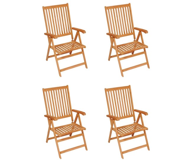 Conforama VidaXL Sillas De Jardín 4 Uds Madera De Teca Con Cojines Rojo Tinto