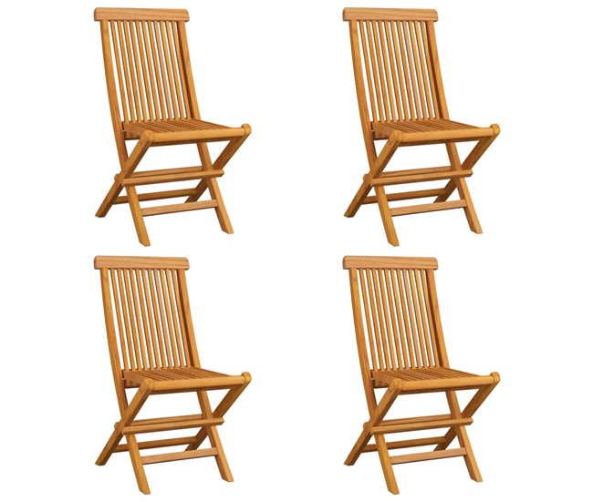 Conforama VidaXL Sillas De Jardín 4 Uds Madera De Teca Y Cojines Gris Antracita