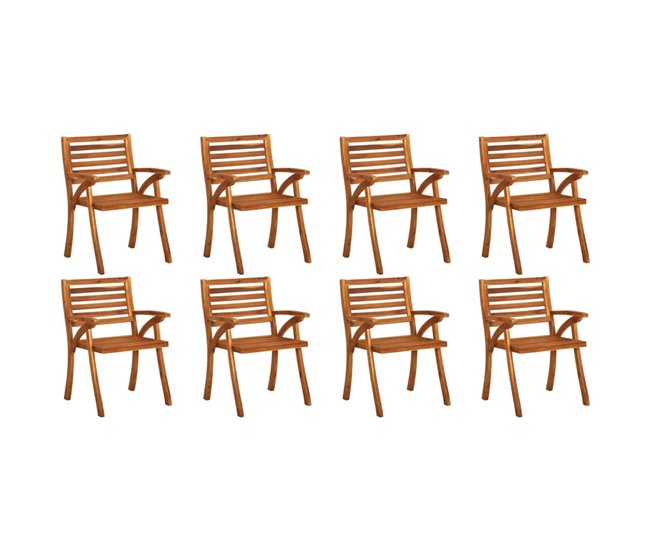 Conforama VidaXL Sillas De Jardín 8 Uds Madera Maciza De Teca Con Cojines