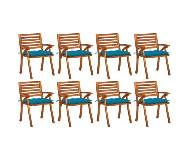 Conforama vidaXL Sillas de jardín 8 uds madera maciza de teca con cojines