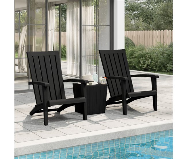 Conforama VidaXL Sillas De Jardín Adirondack 2 Uds Polipropileno Negro