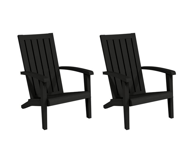 Conforama vidaXL Sillas de jardín Adirondack 2 uds polipropileno negro