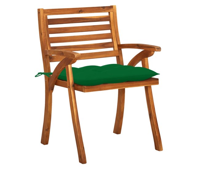 Conforama VidaXL Sillas De Jardín Con Cojines 4 Unidades Madera Maciza De Acacia