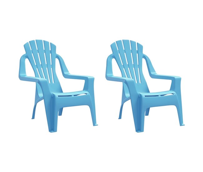 Conforama vidaXL Sillas de jardín niños 2 uds aspecto madera PP azul 37x34x44 cm