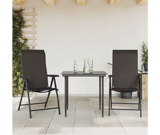 Conforama VidaXL Sillas De Jardín Plegables 2 Uds Ratán Sintético Negro Café