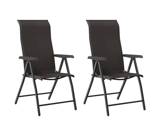Conforama vidaXL Sillas de jardín plegables 2 uds ratán sintético negro café