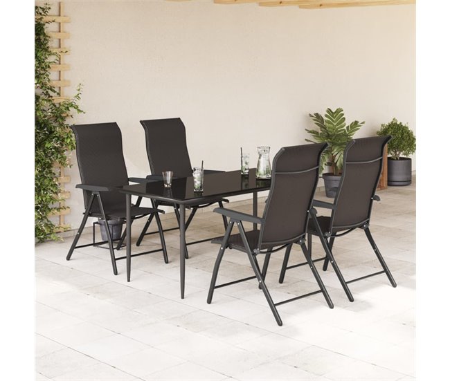 Conforama VidaXL Sillas De Jardín Plegables 4 Uds Ratán Sintético Negro Café