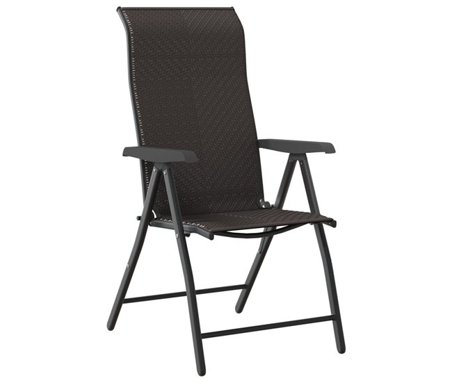 Conforama VidaXL Sillas De Jardín Plegables 4 Uds Ratán Sintético Negro Café