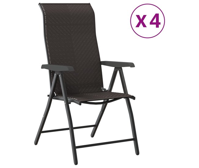 Conforama vidaXL Sillas de jardín plegables 4 uds ratán sintético negro café