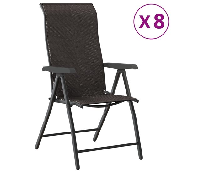 Conforama vidaXL Sillas de jardín plegables 8 uds ratán sintético negro café