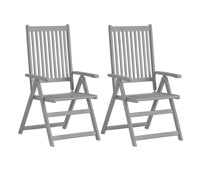 Conforama VidaXL Sillas De Jardín Reclinables 2 Uds Madera Maciza Acacia Cojines