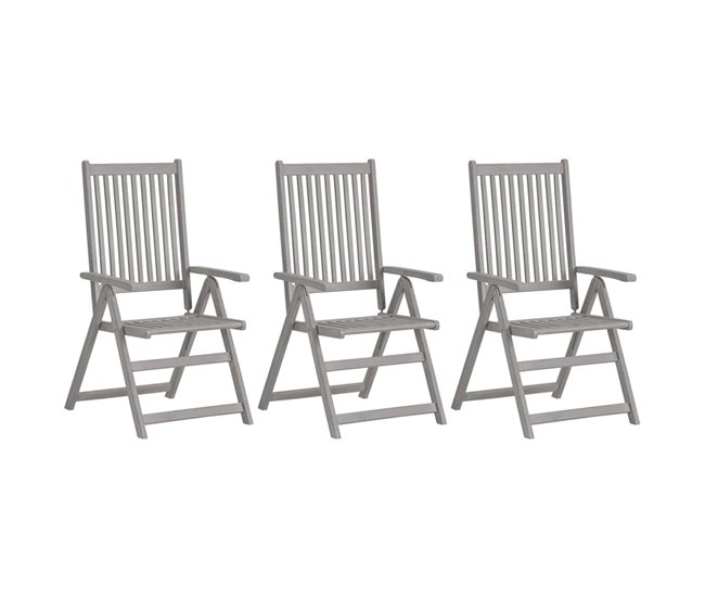 Conforama VidaXL Sillas De Jardín Reclinables 3 Uds Madera Maciza Acacia Cojines
