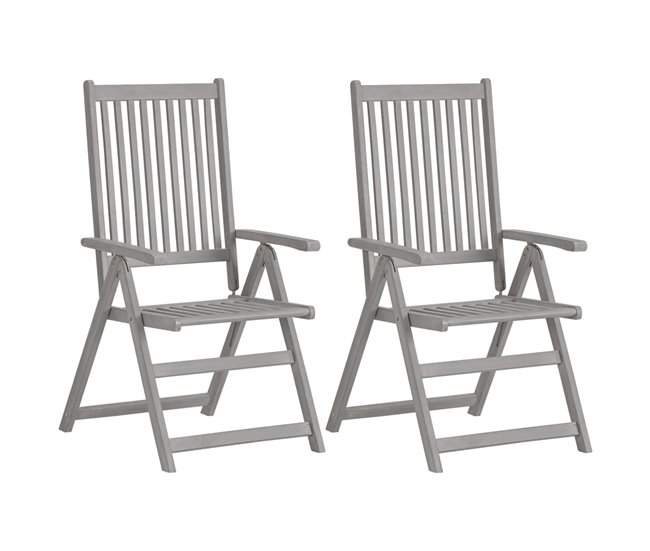 Conforama VidaXL Sillas De Jardín Reclinables 4 Uds Madera Maciza Acacia Cojines