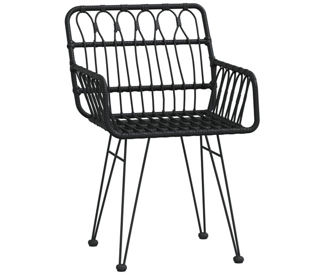 Conforama VidaXL Sillas De Jardín Reposabrazos 2 Uds Ratán PE Negro 56x64x80 Cm