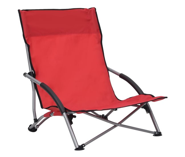 Conforama VidaXL Sillas De Playa Plegables 2 Unidades Tela Rojo