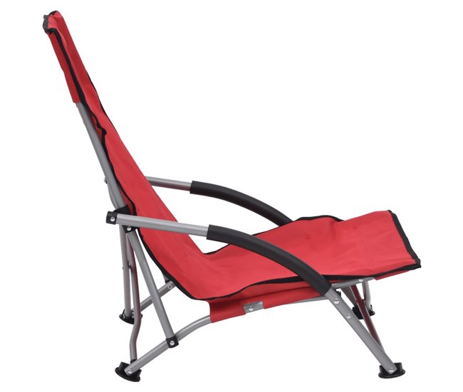 Conforama VidaXL Sillas De Playa Plegables 2 Unidades Tela Rojo