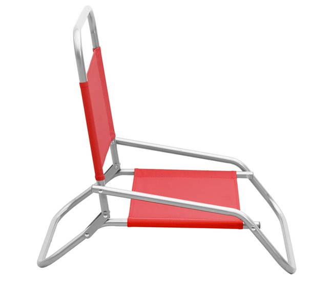 Conforama VidaXL Sillas De Playa Plegables 2 Unidades Tela Rojo