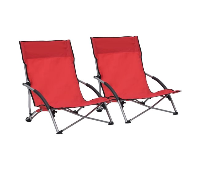 Conforama vidaXL Sillas de playa plegables 2 unidades tela rojo