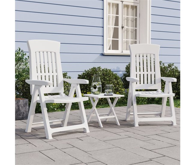 Conforama VidaXL Sillas Reclinables De Jardín 2 Unidades PP Blanco
