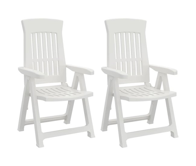 Conforama vidaXL Sillas reclinables de jardín 2 unidades PP blanco