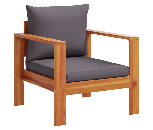 Conforama vidaXL Sillón de jardín con cojines madera maciza de acacia