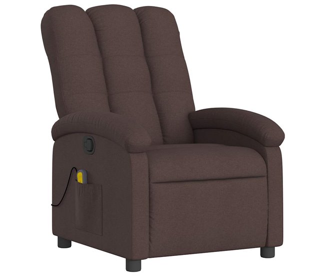 Conforama VidaXL Sillón De Masaje Reclinable De Tela Marrón Oscuro