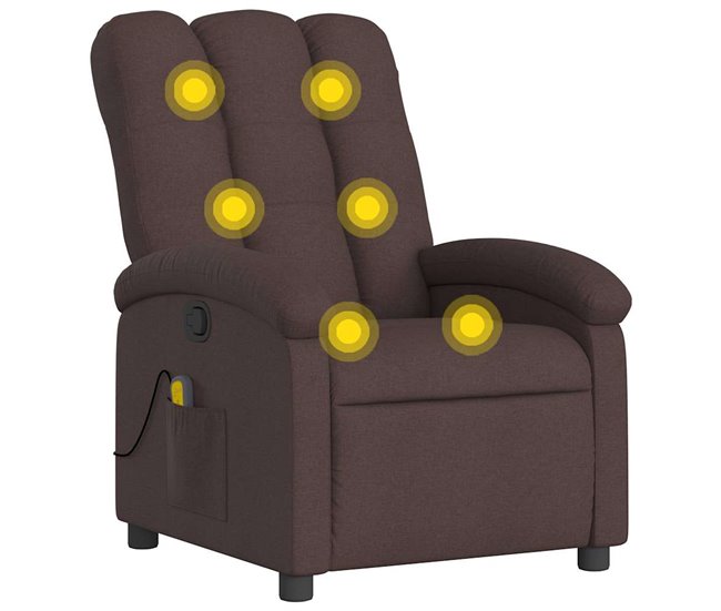 Conforama vidaXL Sillón de masaje reclinable de tela marrón oscuro