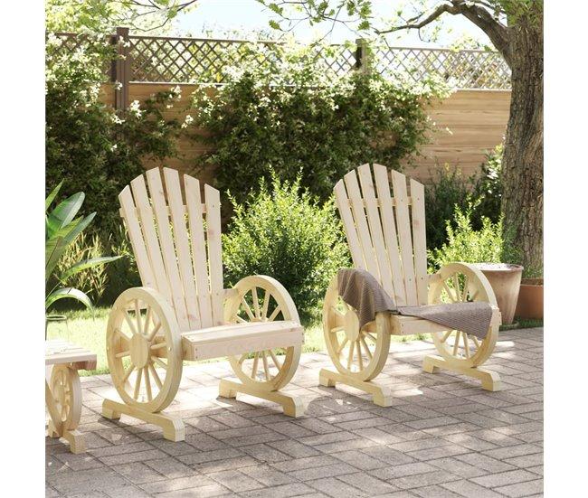 Conforama VidaXL Sillones De Jardín Adirondack 2 Uds Madera Maciza De Abeto