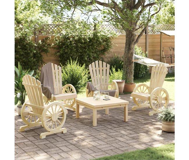 Conforama VidaXL Sillones De Jardín Adirondack 4 Uds Madera Maciza De Abeto