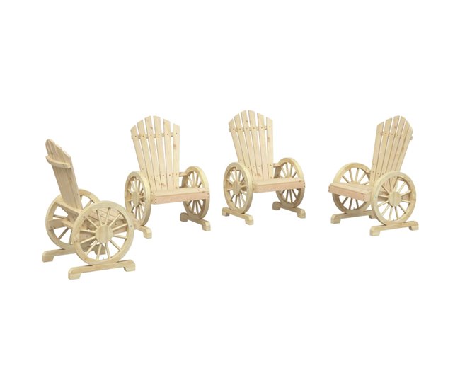 Conforama vidaXL Sillones de jardín Adirondack 4 uds madera maciza de abeto