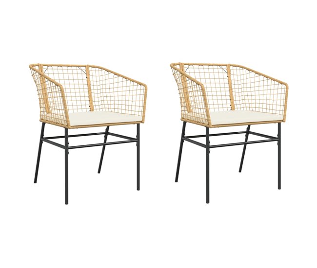 Conforama vidaXL Sillones de jardín con cojines 2 uds ratán sintético marrón