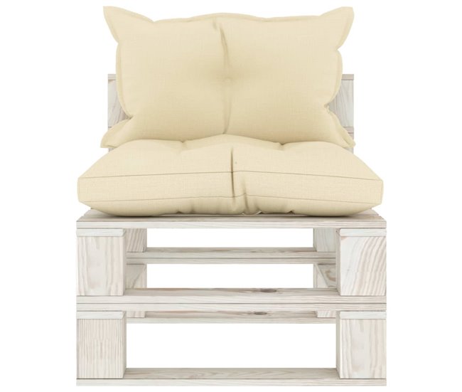 Conforama VidaXL Sofá Central De Jardín De Palets Madera Con Cojines Color Crema