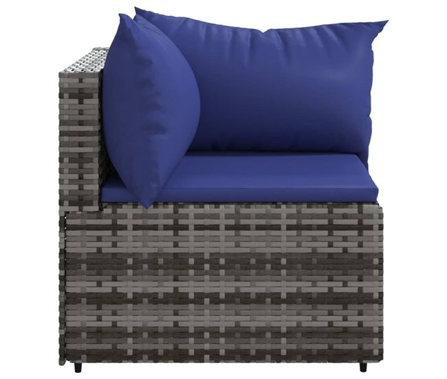 Conforama VidaXL Sofá De Esquina De Jardín Con Cojines Ratán Sintético Gris
