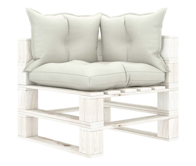 Conforama VidaXL Sofá De Esquina De Palets De Jardín Madera Y Cojines Beige