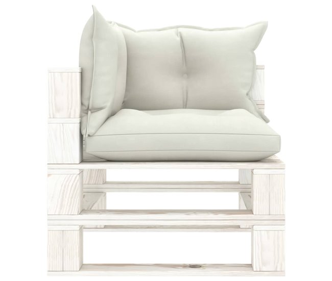 Conforama VidaXL Sofá De Esquina De Palets De Jardín Madera Y Cojines Beige