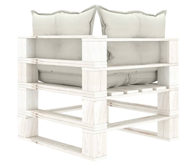 Conforama VidaXL Sofá De Esquina De Palets De Jardín Madera Y Cojines Beige