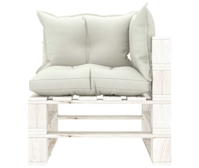 Conforama vidaXL Sofá de esquina de palets de jardín madera y cojines beige