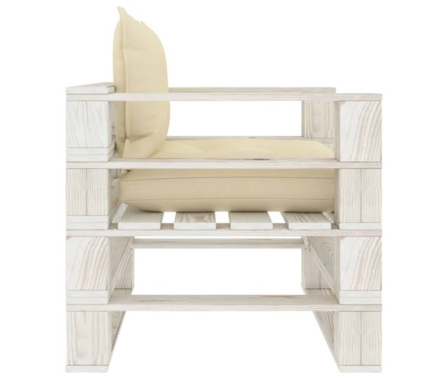 Conforama VidaXL Sofá De Jardín De Palets Madera Con Cojines Crema