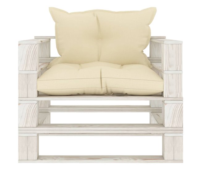 Conforama VidaXL Sofá De Jardín De Palets Madera Con Cojines Crema