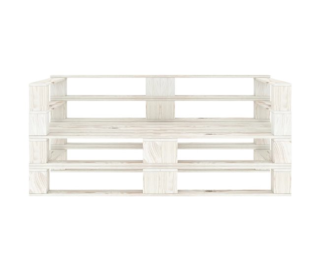 Conforama VidaXL Sofá De Palets De Jardín 2 Plazas Madera Blanco