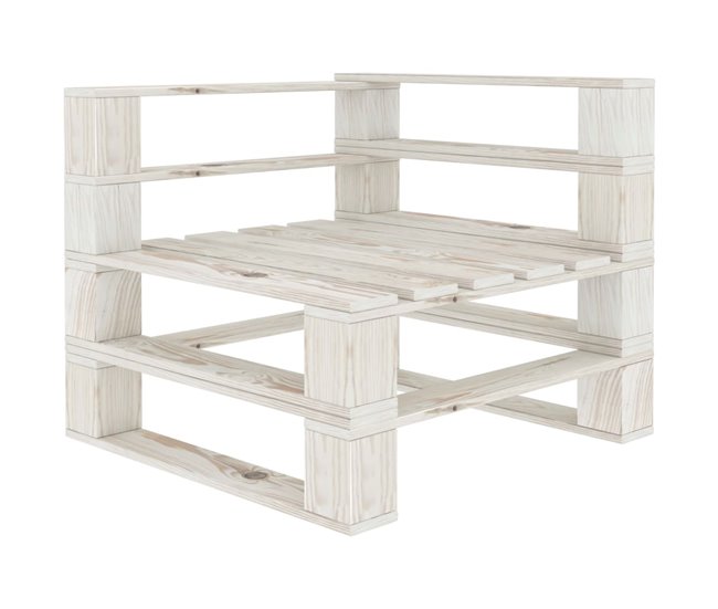 Conforama VidaXL Sofá De Palets De Jardín 2 Plazas Madera Blanco