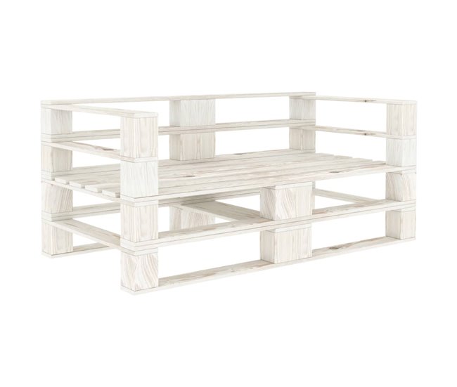 Conforama vidaXL Sofá de palets de jardín 2 plazas madera blanco