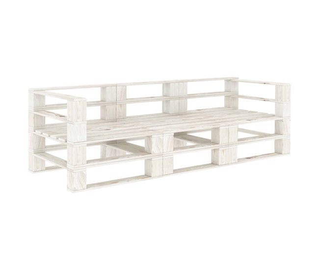 Conforama vidaXL Sofá de palets de jardín 3 plazas madera blanco