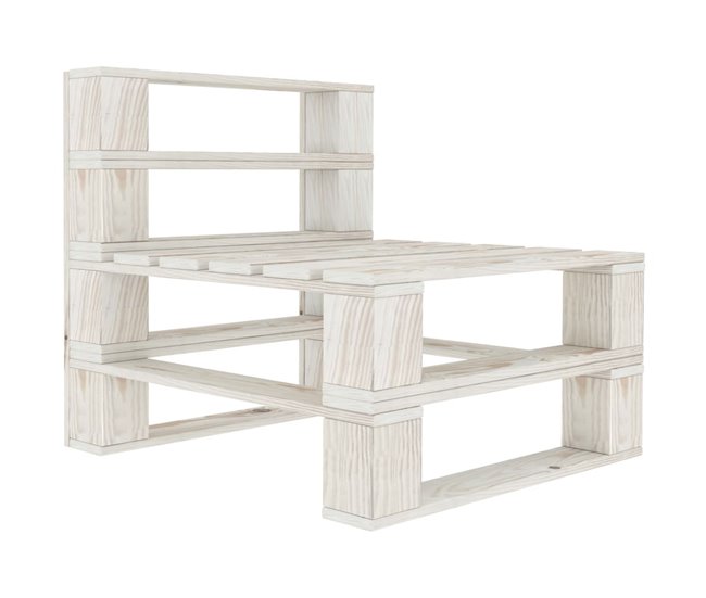 Conforama VidaXL Sofá De Palets De Jardín 4 Plazas Madera Blanco